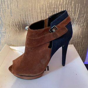 high heel peep toe booties